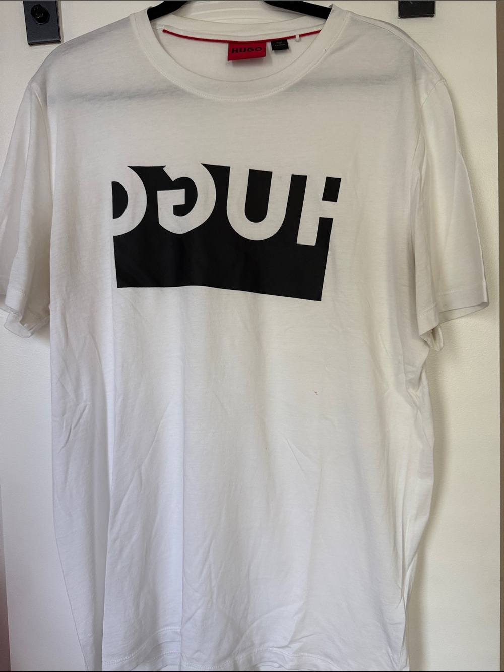 HUGO BOSS White Short Sleeve Tee with Black Box Logo